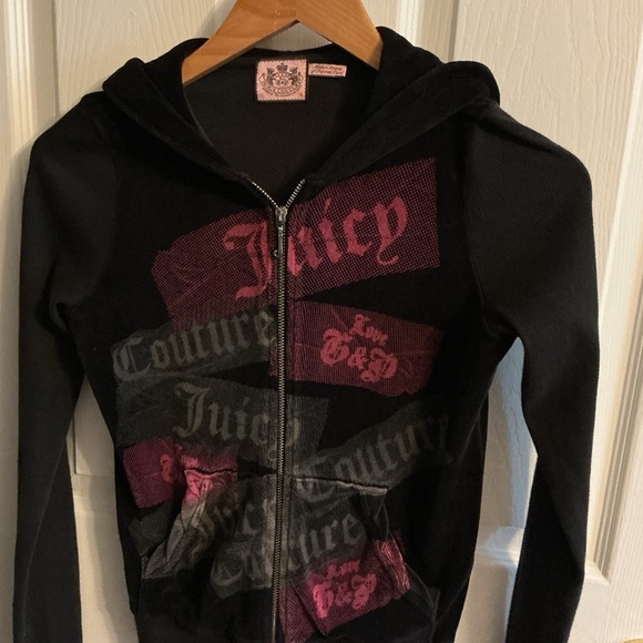 Juicy Couture Black Hoodie with Pink Logo - Picture 1 of 6